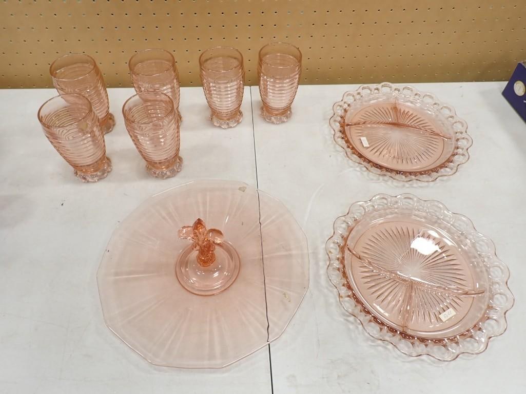 Lot of assorted Pink Depression Glass (1 of 7)