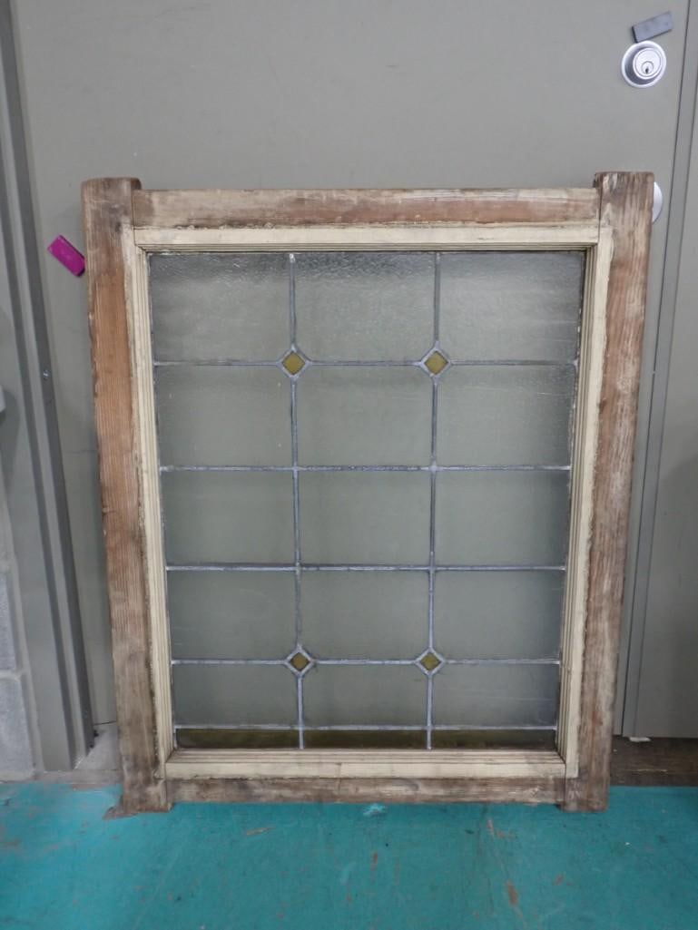 Vintage Stained-Glass Window with Frame - Measures roughly 42x32" (1 of 3)