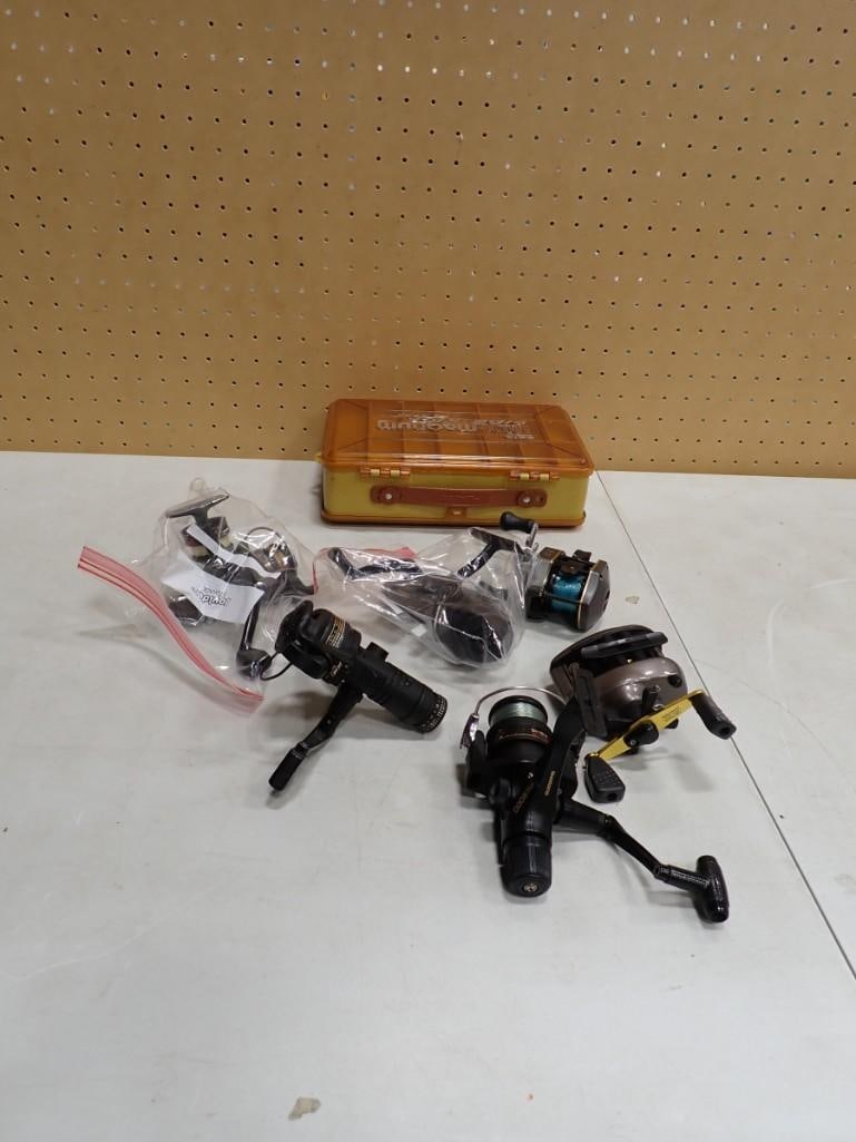 Fishing Lot including Shimano Reels and a Tackle Box: Fishing Lot including Shimano Reels and a Plano Mini-Magnum Side-Kick Tackle Box