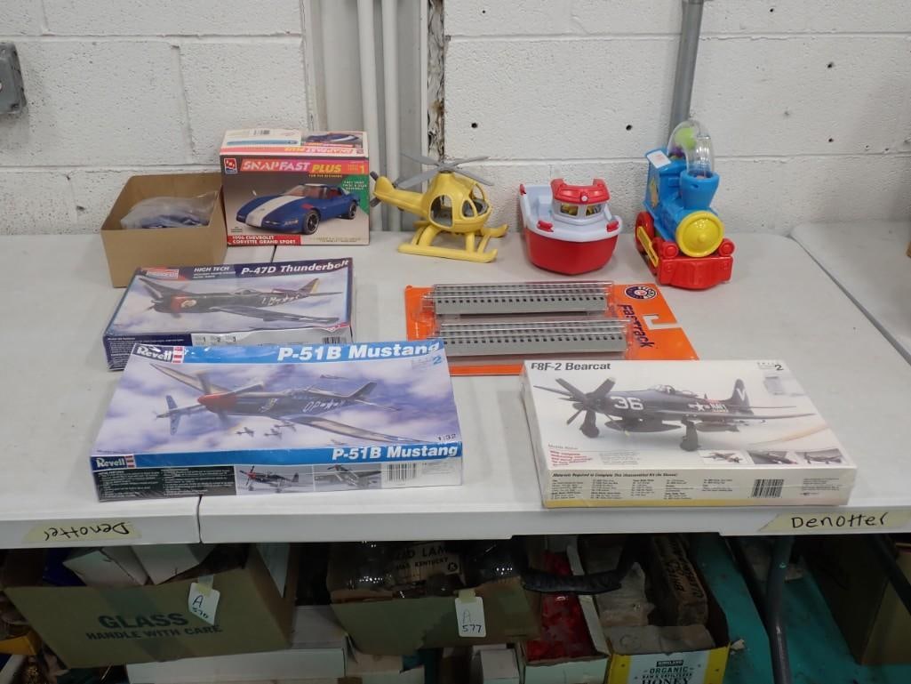 Toy Lot including AMT Model Corvette, Revell Monogram Airplane Models, Kids Toys, Lionel Track, etc (1 of 10)
