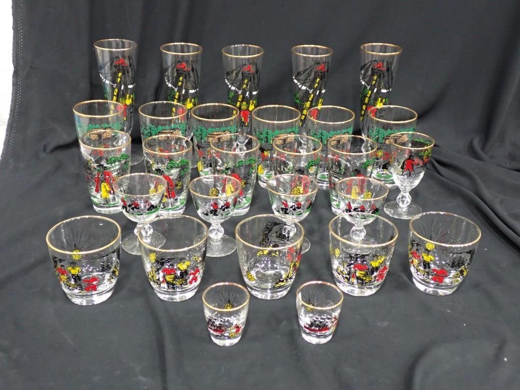 Vintage Libbey Treasure Island Pirate Glasses, Tumblers,etc: Vintage Libbey Treasure Island Pirate Glasses, Tumblers,etc All pictures are considered part of the description and should be examined carefully by bidders. Live Auctioneers is now offering Live Shipp