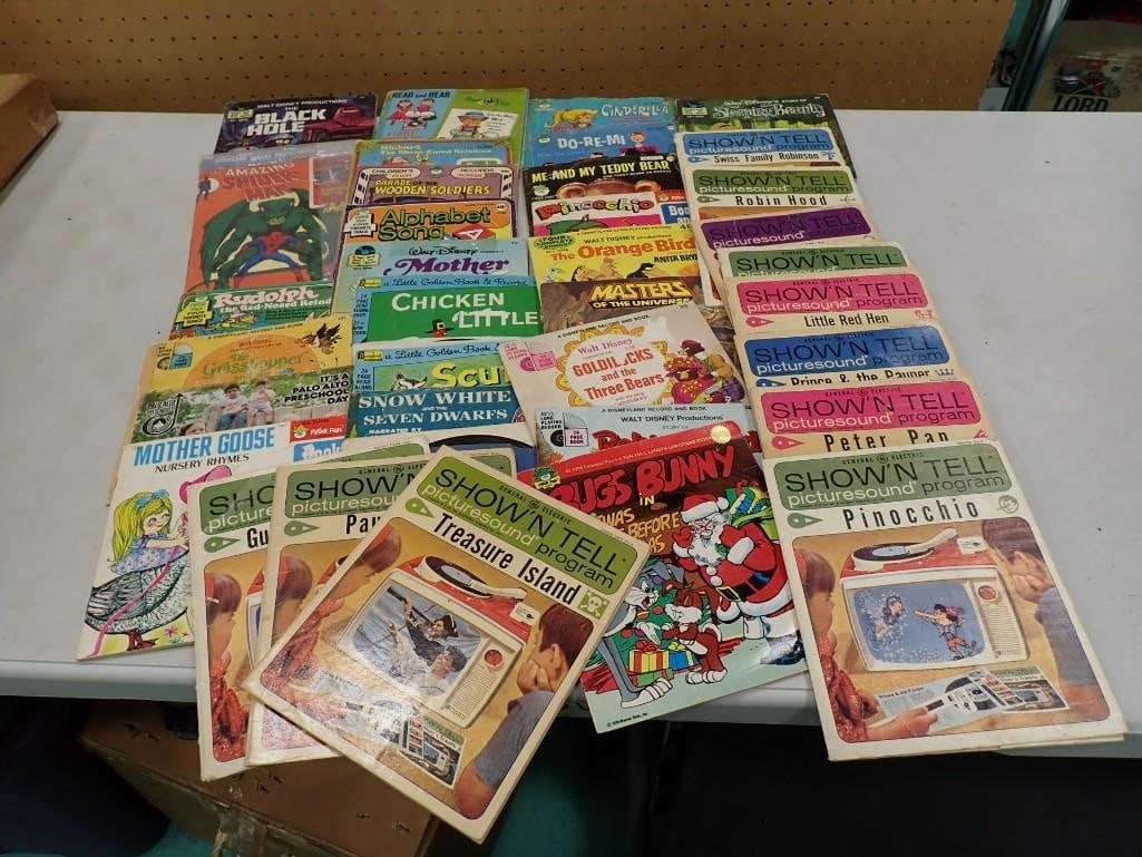 Vintage Children's Media including GE Show 'N Tell Picturesound Programs, Spider-man, Mother Goose, (1 of 7)