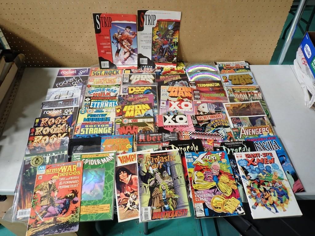 Lot of assorted Comic Books including Iron Man, Doctor Strange, Rook, Rocket Girl, Spider-Man, X-Men (1 of 13)