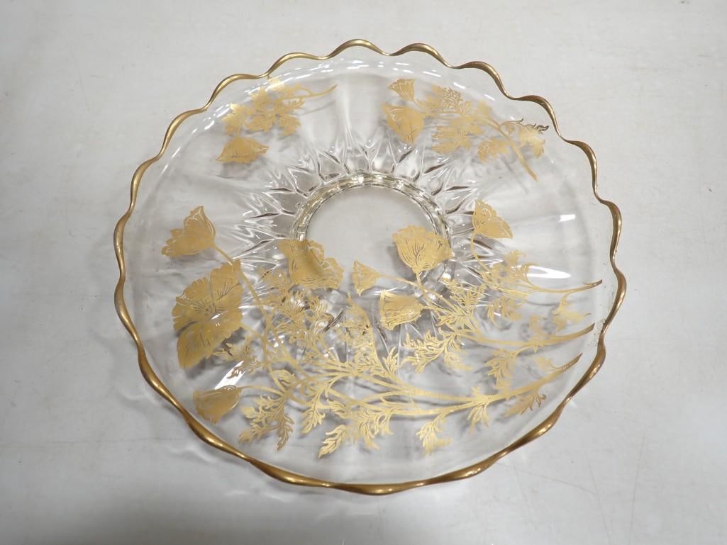 Vintage Glass Platter with Gold Trim (1 of 4)