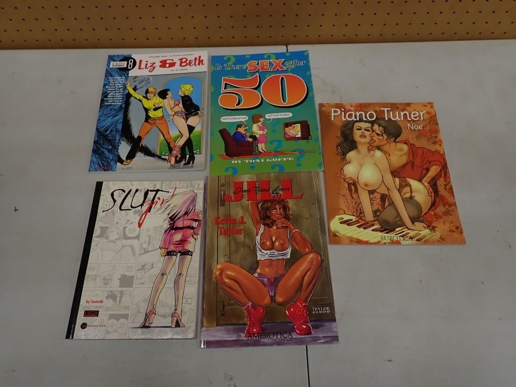 Adult Comic Books including Liz & Beth, The Piano Tuner, Slut Girl, Jill, etc.: Adult Comic Books including Eros Liz & Beth, The Piano Tuner, Slut Girl, Jill, etc. Live Auctioneers is now offering Live Shipping through them.? This is an optional payment/shipping system.? If