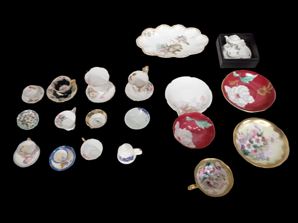 Lot of China Teacups, Saucers, Tiny Doll Teaset, Dish, Etc (1 of 9)