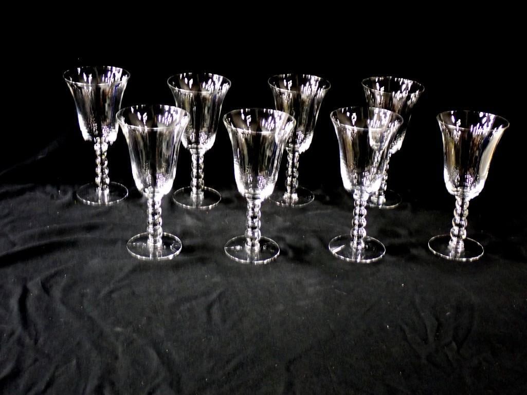 Set of 8 Vintage Imperial Glass Candlewick Water Goblets 7 3/8" Tall (1 of 3)