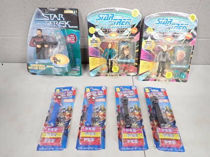 3 Star Trek Action Figures and 4 Marvel Pez Dispensers All New in Package: 3 Star Trek Action Figures and 4 Marvel Pez Dispensers All New in Package All pictures are considered part of the description and should be examined carefully by bidders. Live Auctioneers is now off