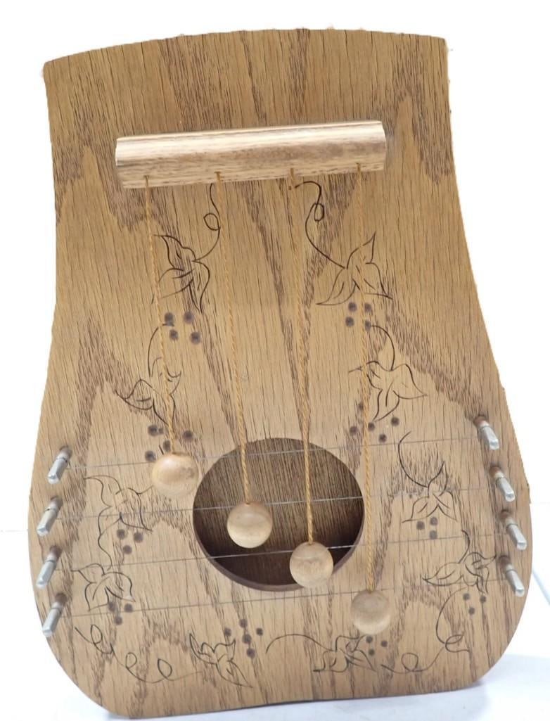 Ohm Enterprise Wooden Musical String Instrument / Door Harp: Ohm Enterprise Wooden Musical String Instrument / Door Harp 15x10x2" Live Auctioneers is now offering Live Shipping through them. This is an optional payment/shipping system. If you would like t