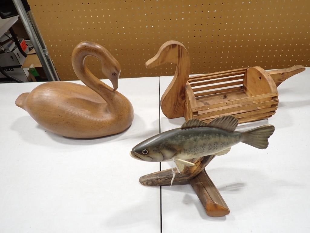 Wooden Swan, Swan / Duck Wooden Bread Basket, L. Grantin Fish Display: Wooden Swan, Swan / Duck Wooden Bread Basket, L. Grantin Fish Display Live Auctioneers is now offering Live Shipping through them. This is an optional payment/shipping system. If you would like to use