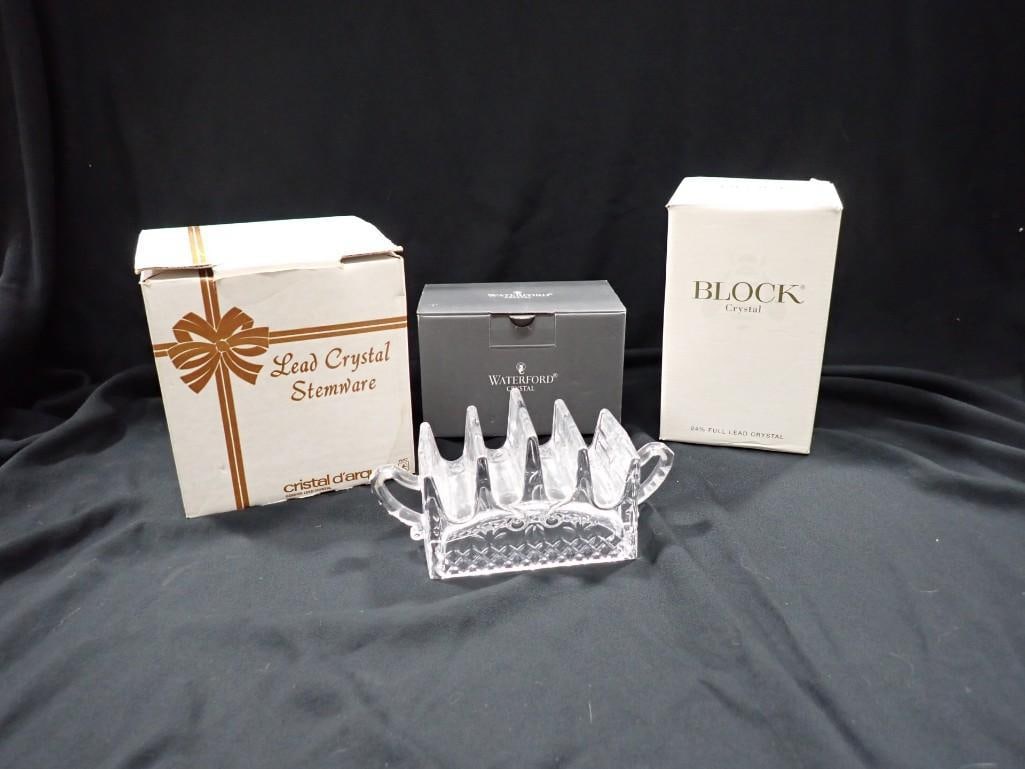 Crystal Lot including Waterford, Block Crystal, Cristal d'arques: Crystal Lot including Waterford, Block Crystal, Cristal d'arques, Shannon Crystal Designs of Ireland - Made in Czech Republic 7x7x7 Live Auctioneers is now offering Live Shipping through them. T