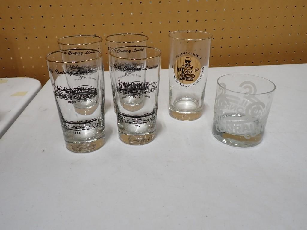 Train Drinkware incl Conrail Rocks Glass, Set of 4 20th Century Limited Train Glasses, etc: Train Drinkware incl Conrail Rocks Glass, Set of 4 20th Century Limited Train Glasses, etc 6"x3"x3" All pictures are considered part of the description and should be examined carefully by 