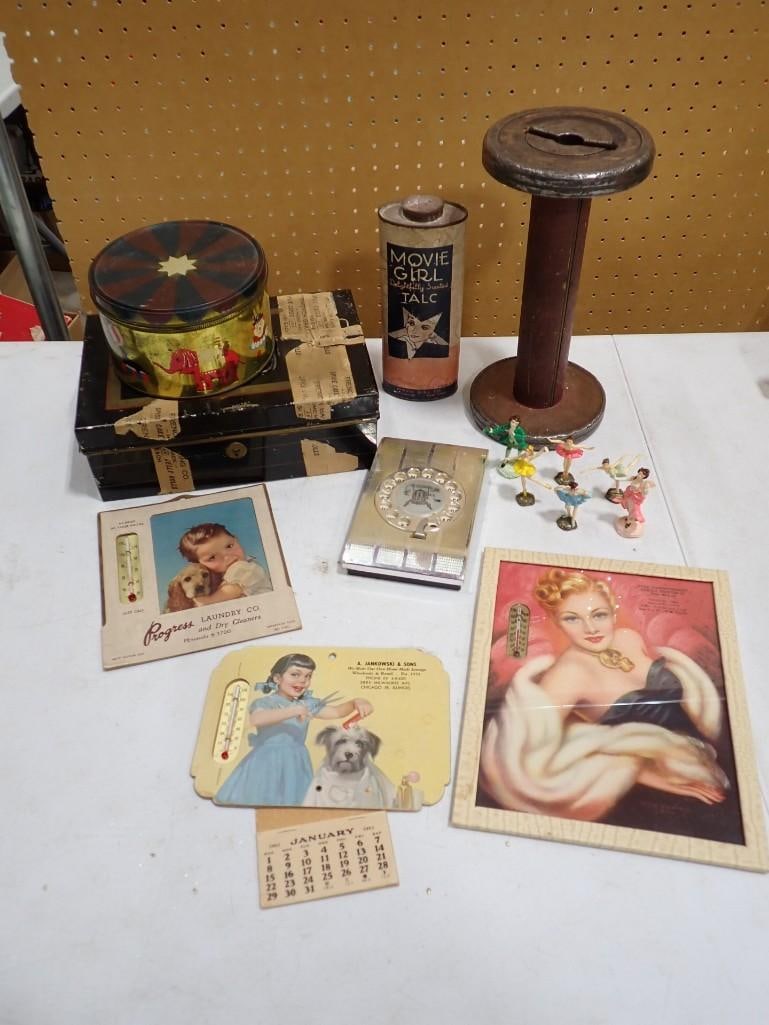 Vintage incl Billy DeVorss Print Thermometer,  Rotary Dial Phone Directory Index, (1 of 16)