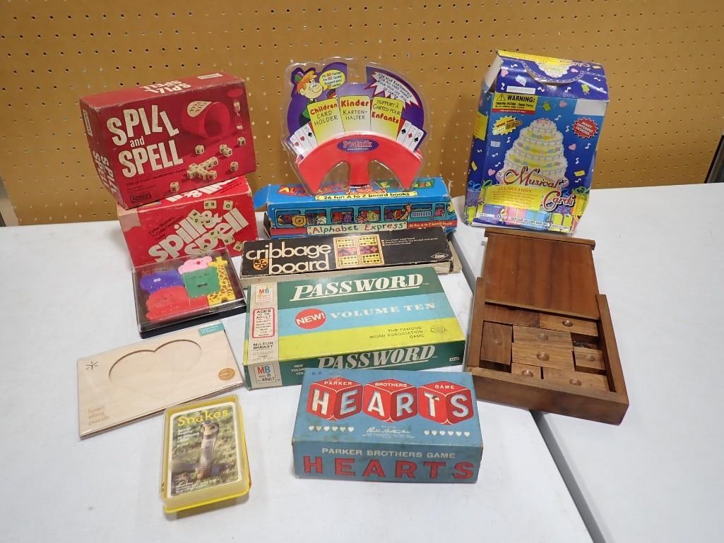 Lot of Board Games, Musical Cards, Alphabet Express, etc: Lot of Board Games, Musical Cards, Alphabet Express, etc . Condition; unchecked for completeness. Musical cards are untested. 9"x6"x4" All pictures are considered part of the description a