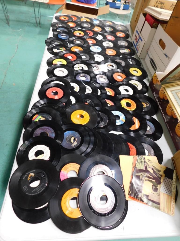 Large Lot of assorted 45 RPM Vinyl Records including Lionel Ritchie, Charlie Pride, Jerry Lee Lewis, (1 of 5)