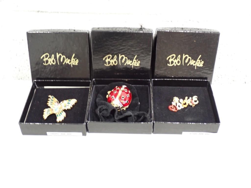 Lot of Bob Mackie Jewelry Broches with Boxes - Butterfly, Lady Bug, Mackie Clown (1 of 8)