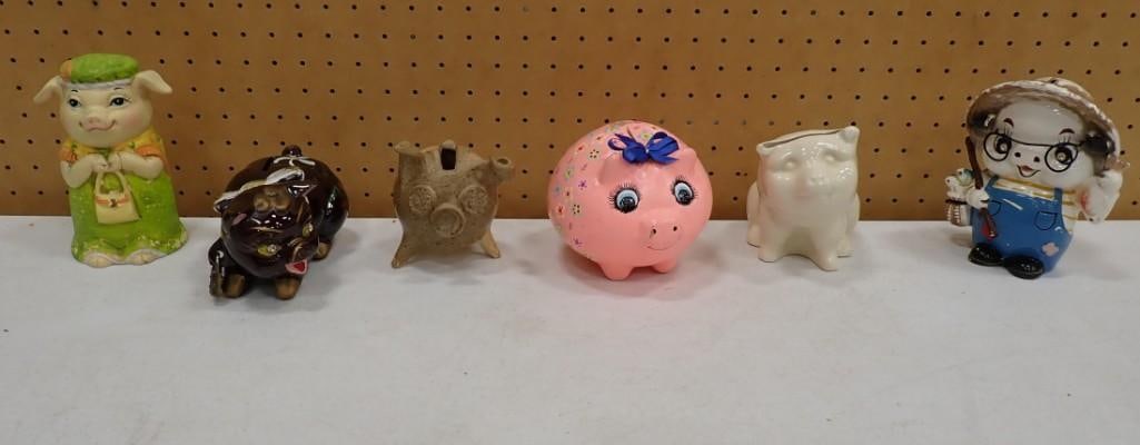 Lot of assorted Piggy Banks including Lefton, Redware, etc: Lot of assorted Piggy Banks including Lefton, Redware, etc 8x5x4" All pictures are considered part of the description and should be examined carefully by bidders. Live Auctioneers is now offering