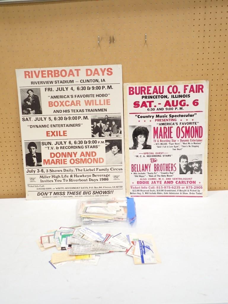 Donny and Marie Osmond Concert Advertisement Posters and lots of assorted Ticket stubs (1 of 7)