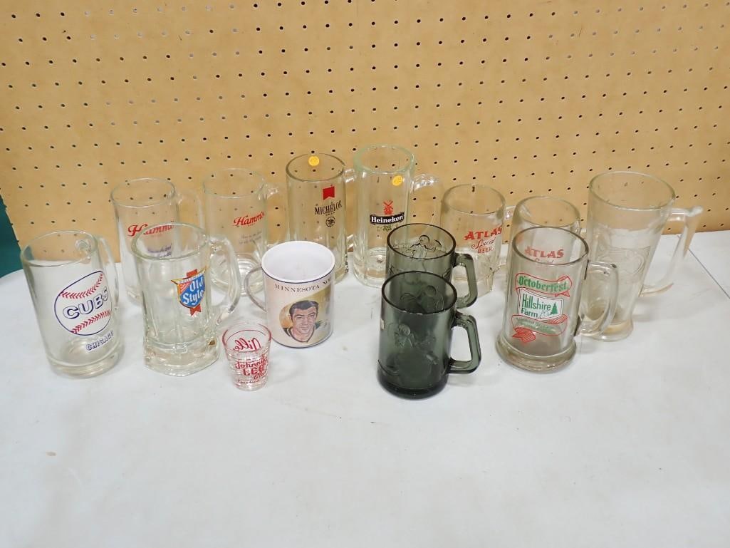 Lot of Beer Mugs etc incl 2 Hamm's Beer Mugs, 2 Atlas Beer Mugs, Hillshire Farm Mugs, etc: Lot of Beer Mugs etc incl 2 Hamm's Beer Mugs, 2 Atlas Beer Mugs, Hillshire Farm Mugs, etc All pictures are considered part of the description and should be examined carefully by bidders. Live Auct