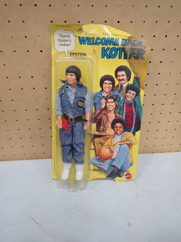 Vtg 1970s Welcome Back Kotter Epstein 9" Figure Mattel in Original Package: Vintage 1970s Welcome Back Kotter Epstein 9" Figure Mattel In Original Package. Package has wear and dirt.All pictures are considered part of the description and should be examined carefully by bidder