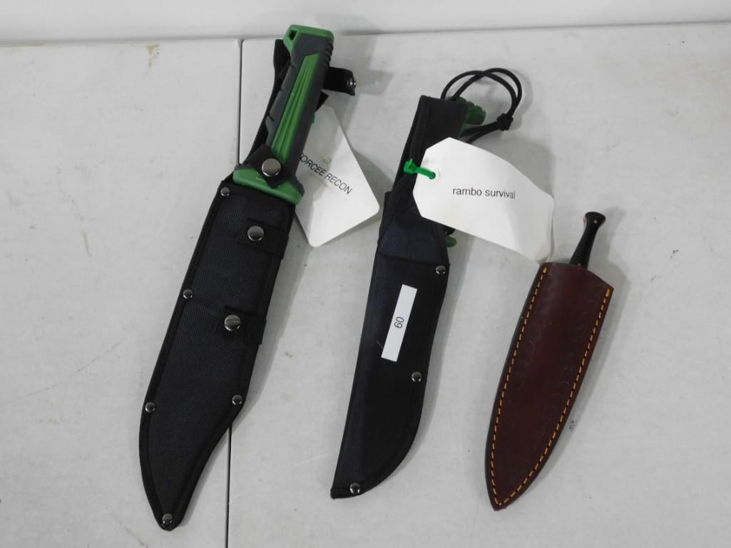 Lot of assorted Knives with Sheaths including USMC Forcee Recon, Rambo Survival, etc. (1 of 6)