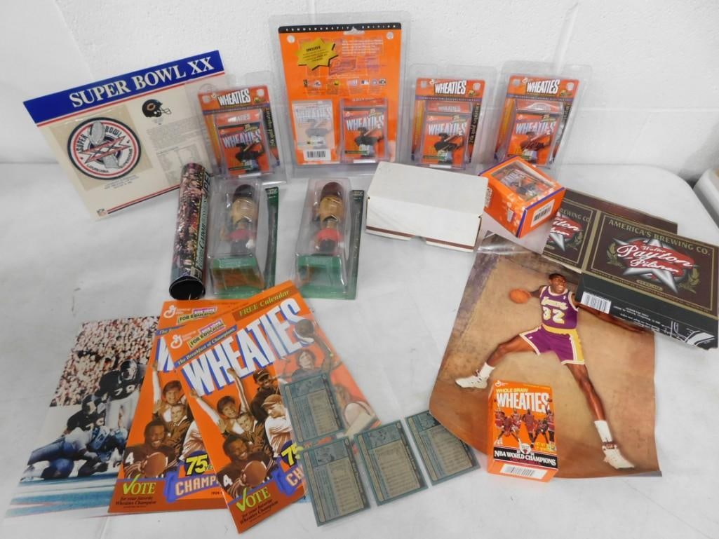 Sports Lot including Walter Payton, Tiger Woods, Chicago Bears, Wheaties, Ephemera, Magic Johnson: Sports Lot including Walter Payton, Tiger Woods, Chicago Bears, Wheaties, Ephemera, Magic Johnson, Sports Cards, etc. 16x10x1" All pictures are considered part of the description and should be exa