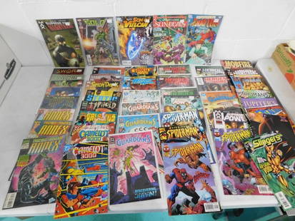 Comic Book Lot including The New Guardians, Heroes for Hire, Spiderman, Jimmy Olsen, Supreme Power: Comic Book Lot including The New Guardians, Heroes for Hire, Spiderman, Jimmy Olsen, Supreme Power, Huntress World's Finest Power Girl, etc. 11x7x1" All pictures are considered part of the des