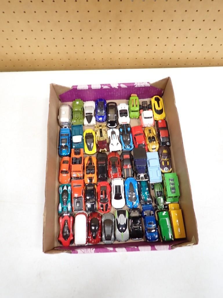 Lot of roughly 45 Assorted Die-Cast Cars / Trucks / buses, etc. including Hot Wheels (1 of 8)