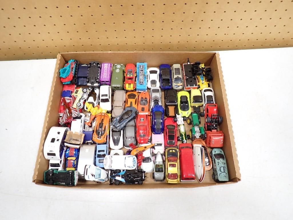 Lot of roughly 65 Assorted Toy Cars including Die-Cast, Trucks, Hot Wheels, etc (1 of 3)