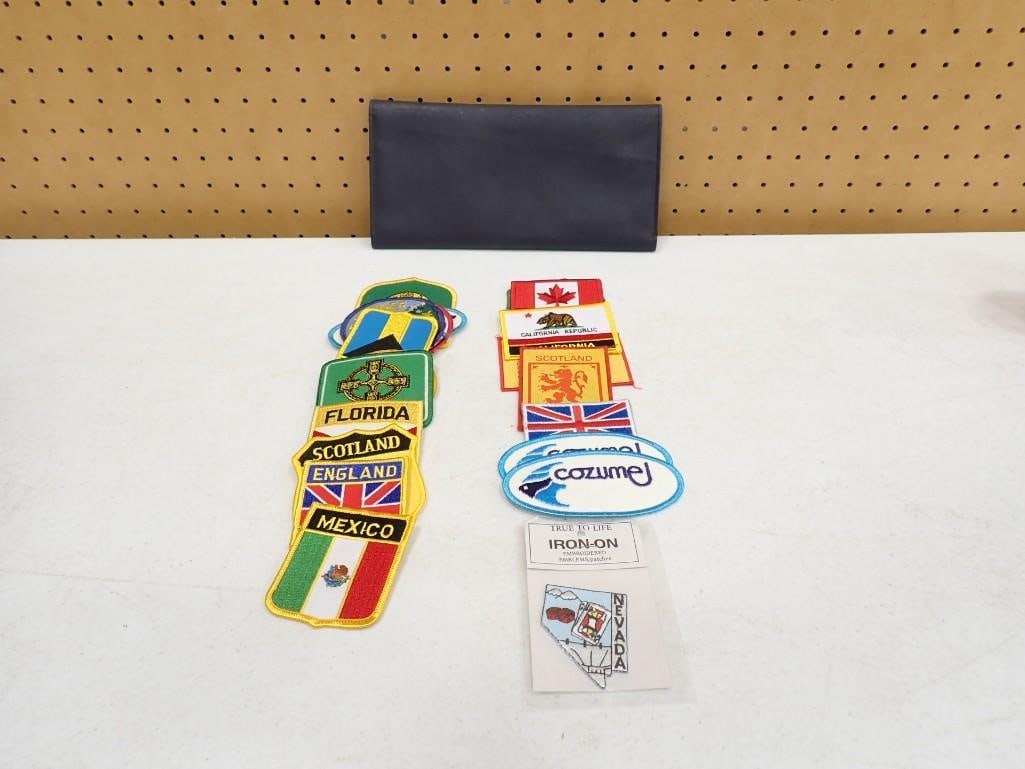 Lot of assorted Iron on patches including Cozumel, California, Scotland, Mexico, England, Canada, et: Lot of assorted Iron on patches including Cozumel, California, Scotland, Mexico, England, Canada, etc. All pictures are considered part of the description and should be examined carefully by bidders. 