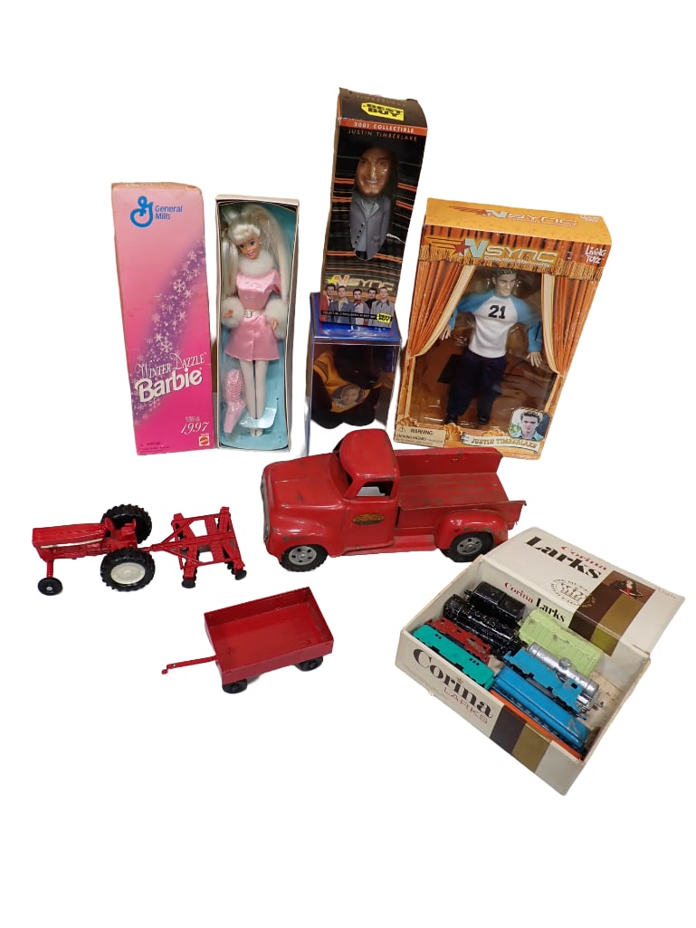 Toys Lot incl Vintage Midgetoy Train, Tonka Pressed Steel Truck,  Nsync Figures, General Mills Winte (1 of 9)