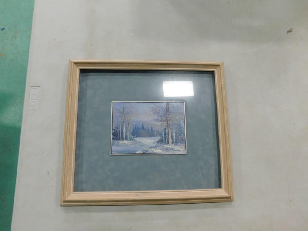 Framed Original Painting Winter Woods Scene Signed Antonio (1 of 4)