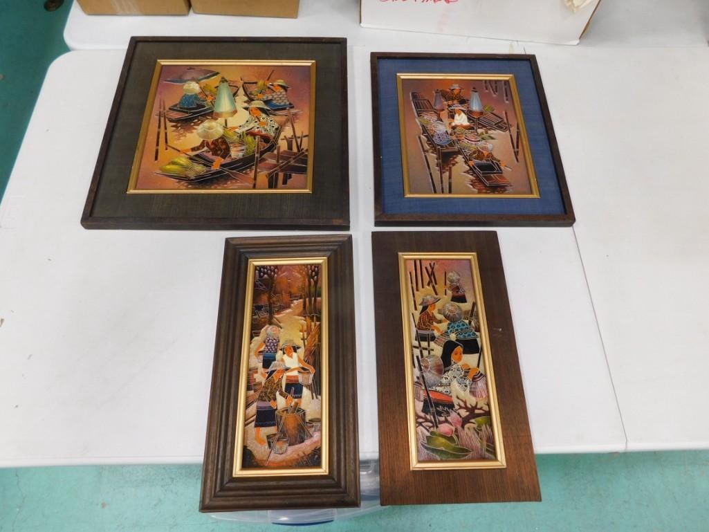4 Framed Vintage Asian Style Prints (1 of 5)