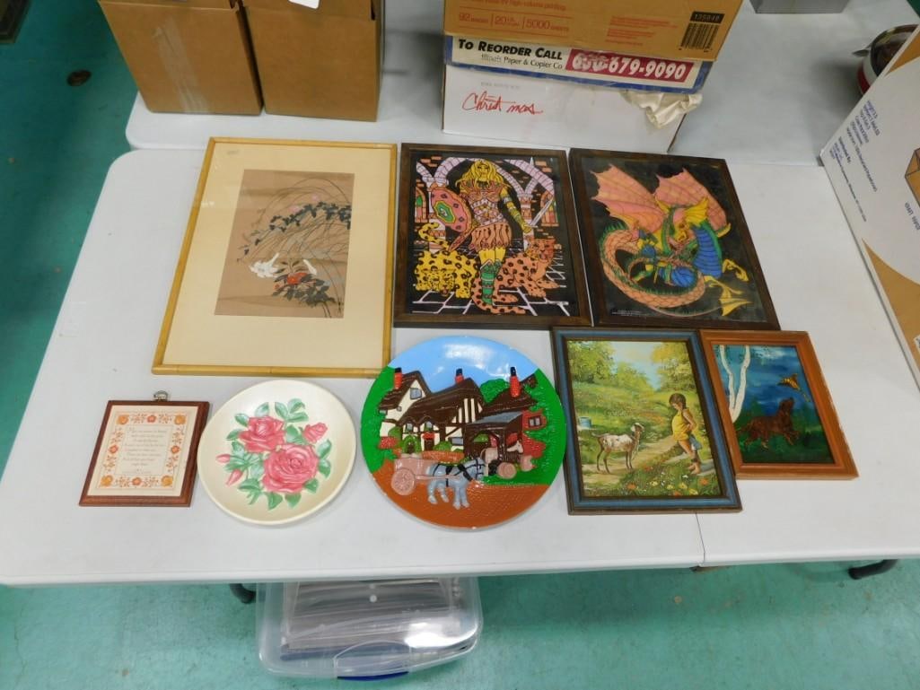 Lot of assorted Framed Art and Wall hangings including Dragon, Asian Style, vintage, etc. (1 of 8)