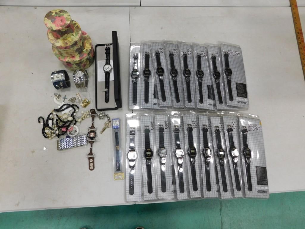 Lot of New Old Stock Digital Watches, Costume Jewelry, etc. (1 of 5)