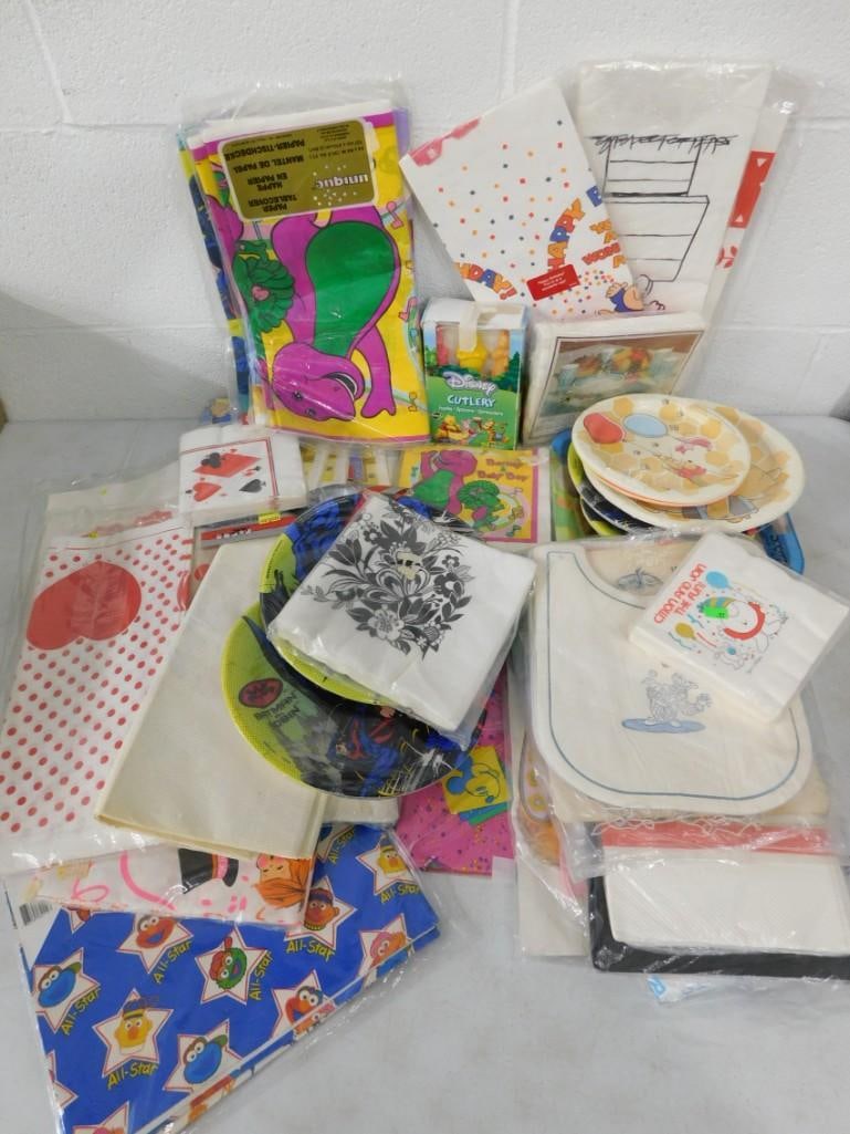 Lot of Party Supplies Great for Kids Birthday incl Disney, Barney, Sesame Street, etc: Lot of Party Supplies Great for Kids Birthday incl Disney, Barney, Sesame Street, etc Largest item is 9"x9"x1" All pictures are considered part of the description and should be examined ca