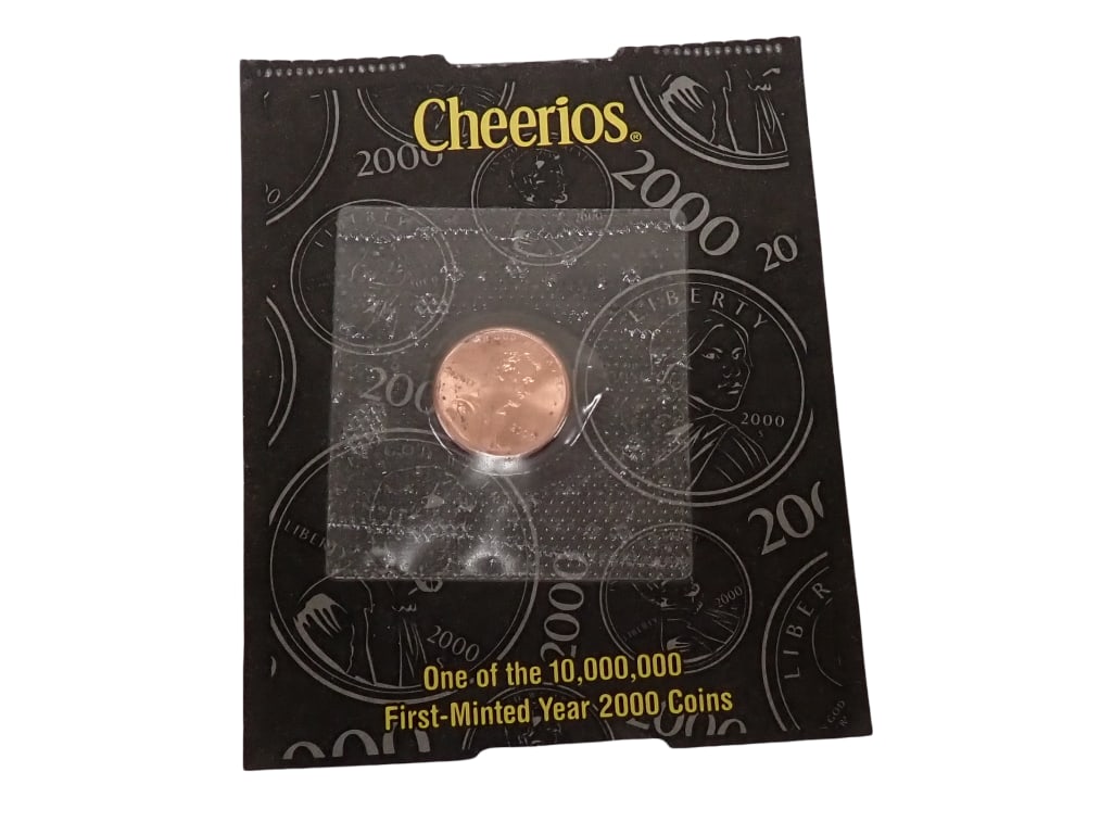 2000 P First Minted Year 2000 Penny Sealed in Original Cheerios Package with COA on Back (1 of 3)