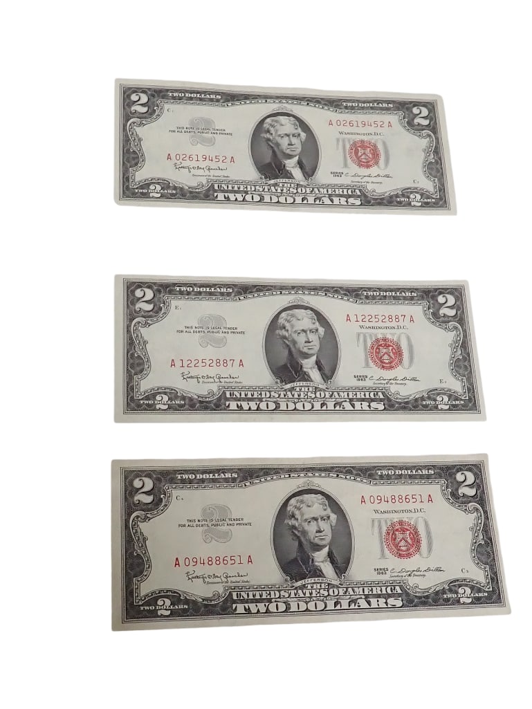 3 Nice $2 Red Seal Notes All 1963 (1 of 2)