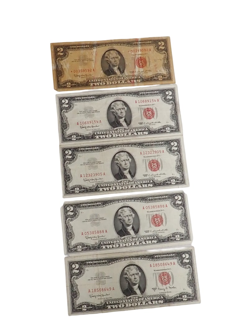 5 Nice $2 Red Seal Notes All 1963 (1 of 2)
