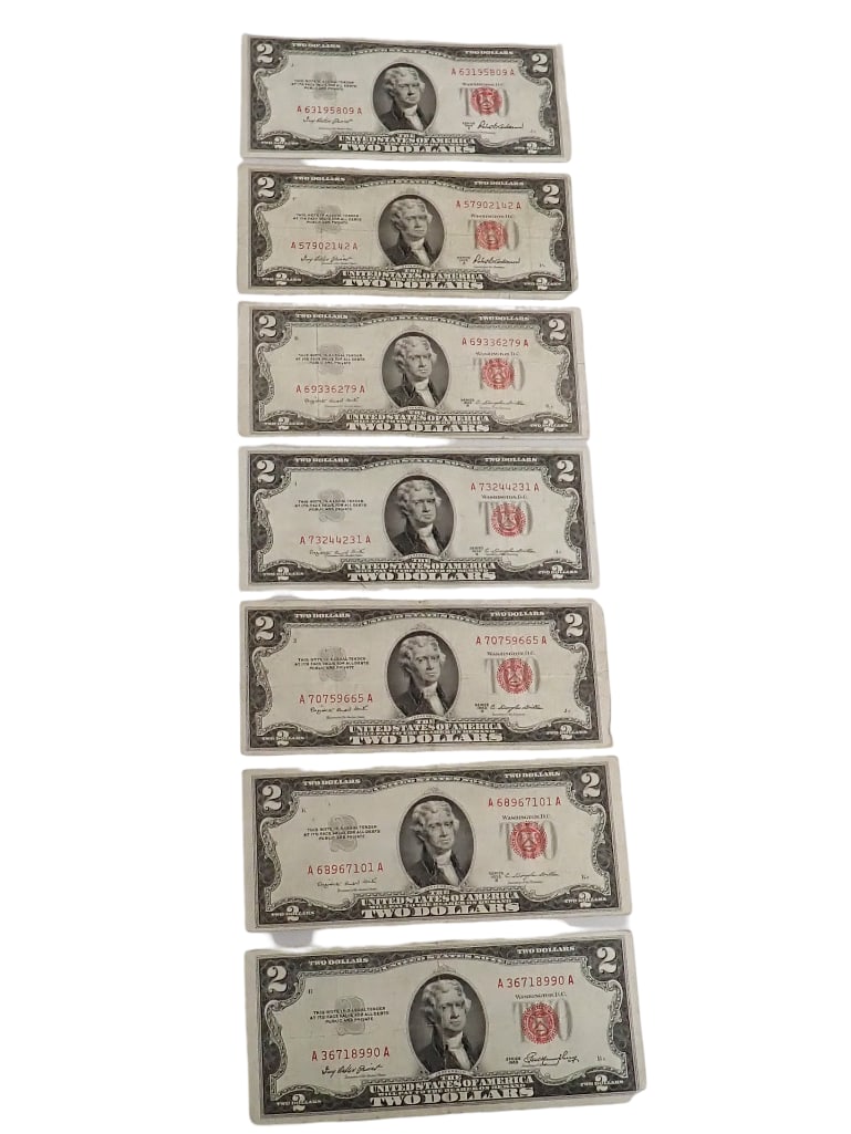 7 Nice $2 Red Seal Notes All 1953 (1 of 2)