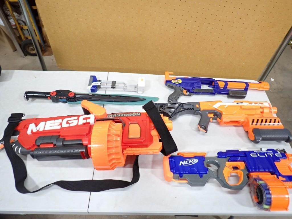 Lot of Nerf Guns, Blaster Toys, Etc incl Nerf N-Strike Mastadon Mega Blaster, Nerf N-Strike Elite Hy (1 of 6)