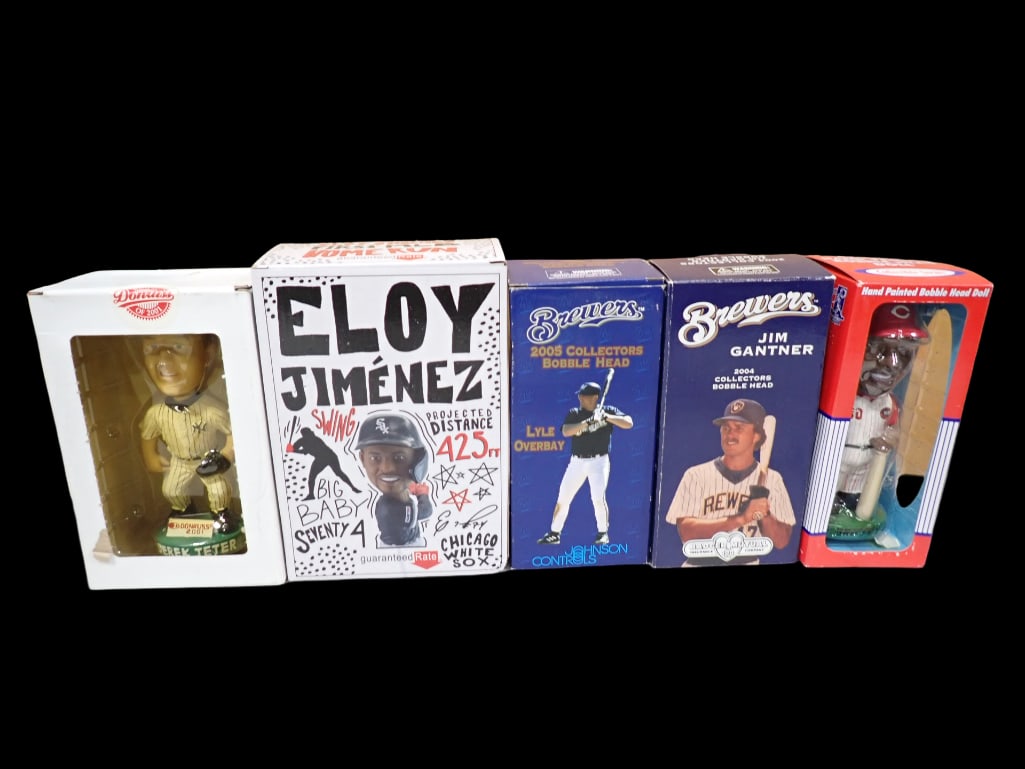 5 Bobbleheads incl Derek Jeter, Eloy Jimenez, Lyle Overbay, Jim Gantner, Ken Griffey Jr (1 of 7)