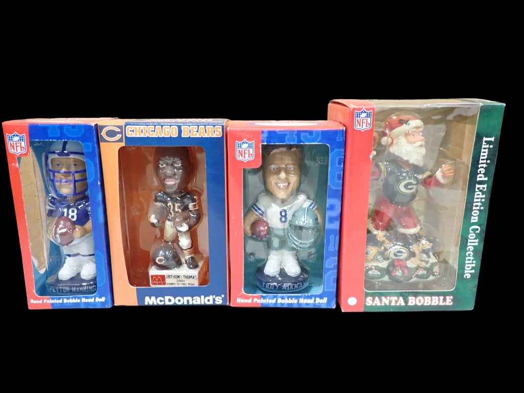 4 Football Bobbleheads incl Troy Aikman, Peyton Manning, McDonald's Anthony Thomas, (1 of 6)