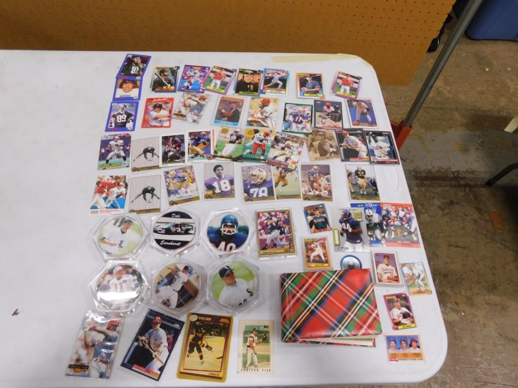 Lot of Vintage Sports Cards, Coasters, etc. Baseball, Football, Dale Earnhardt (1 of 10)
