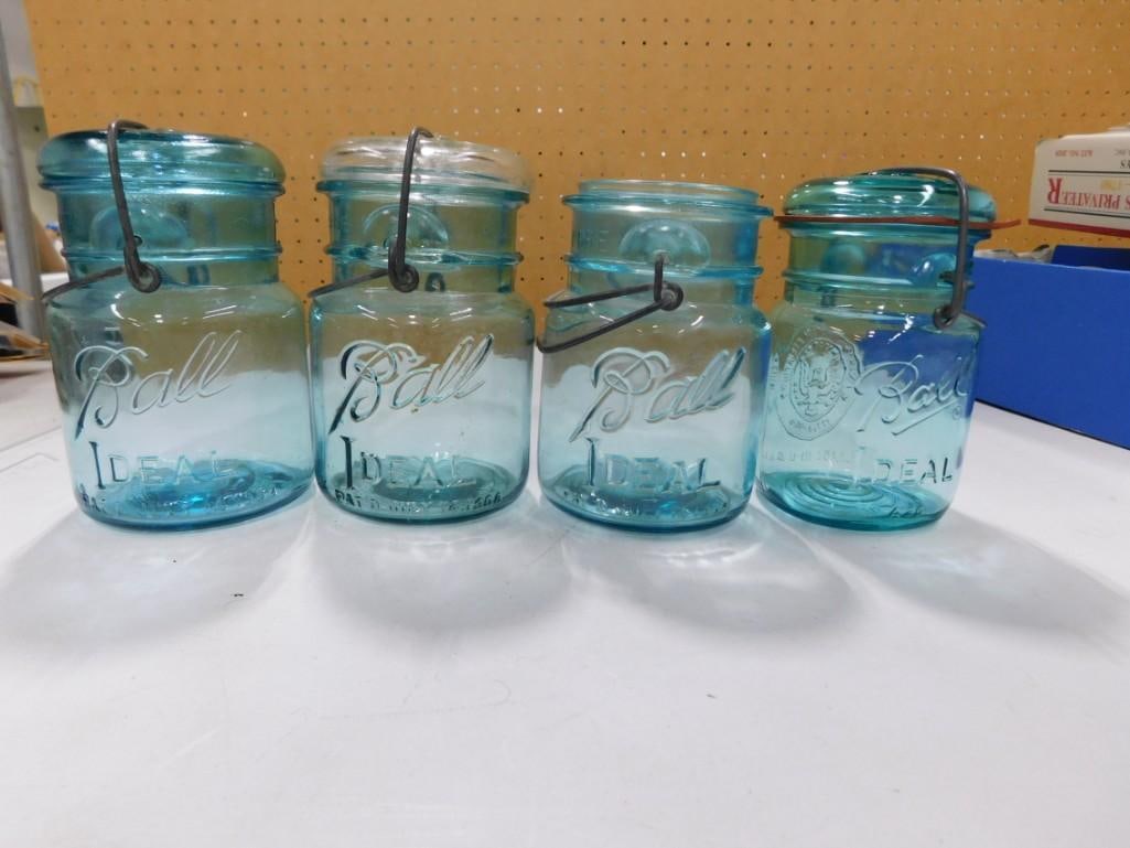 Lot of 4 Blue Glass Ball Jars (1 of 5)