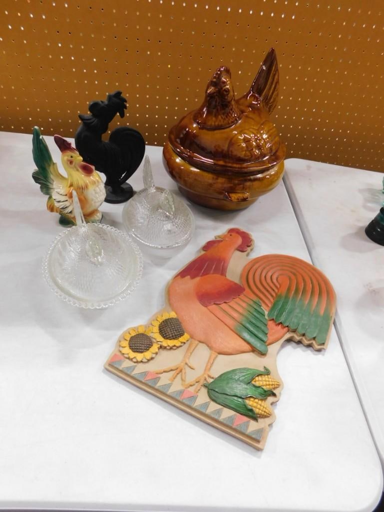 Chicken / Rooster / Hen Lot including Indiana Glass, Jim Shore's Garden Artistry Wall Hanging, etc. (1 of 9)