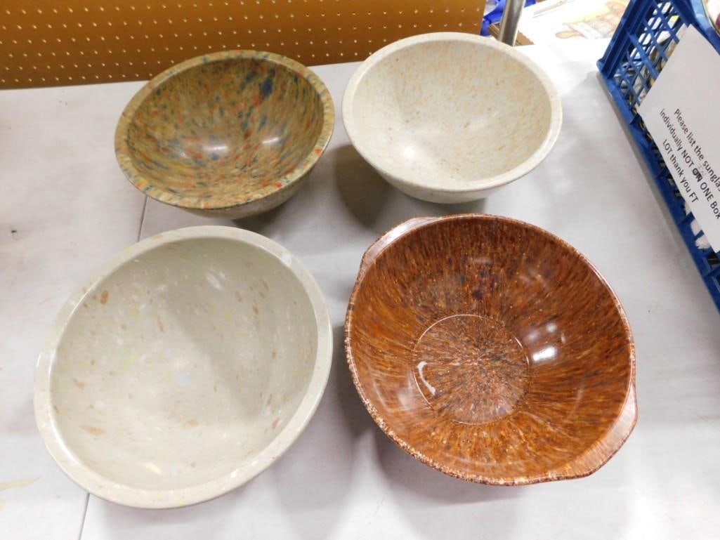 Lot of 4 Vintage Melamine Texas Ware Bowls: Lot of 4 Vintage Melamine Texas Ware Bowls All pictures are considered part of the description and should be examined carefully by bidders. Live Auctioneers is now offering Live Shipping through them.