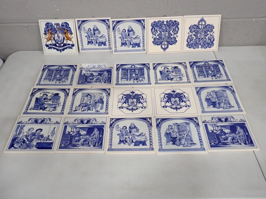 Lot of 20 Delft Wall Hanging Trivet Tiles (1 of 9)