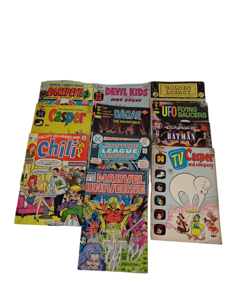 11 Comic Books incl Justice League America, Daredevil, Dagar the Invincible, UFO Flying Saucers, (1 of 6)