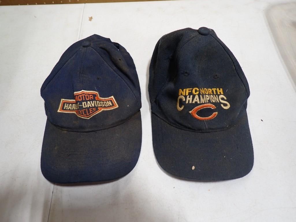 Pair of Baseball hats - Harley Davidson Motorcycles and Chicago Bears NFC North Champs: Pair of Baseball hats - Harley Davidson Motorcycles and Chicago Bears NFC North Champs